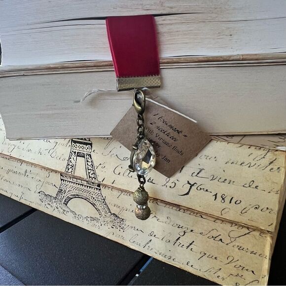 Elegant Red Velvet Ribbon Bookmark/Necklaces - Picture 3 of 8